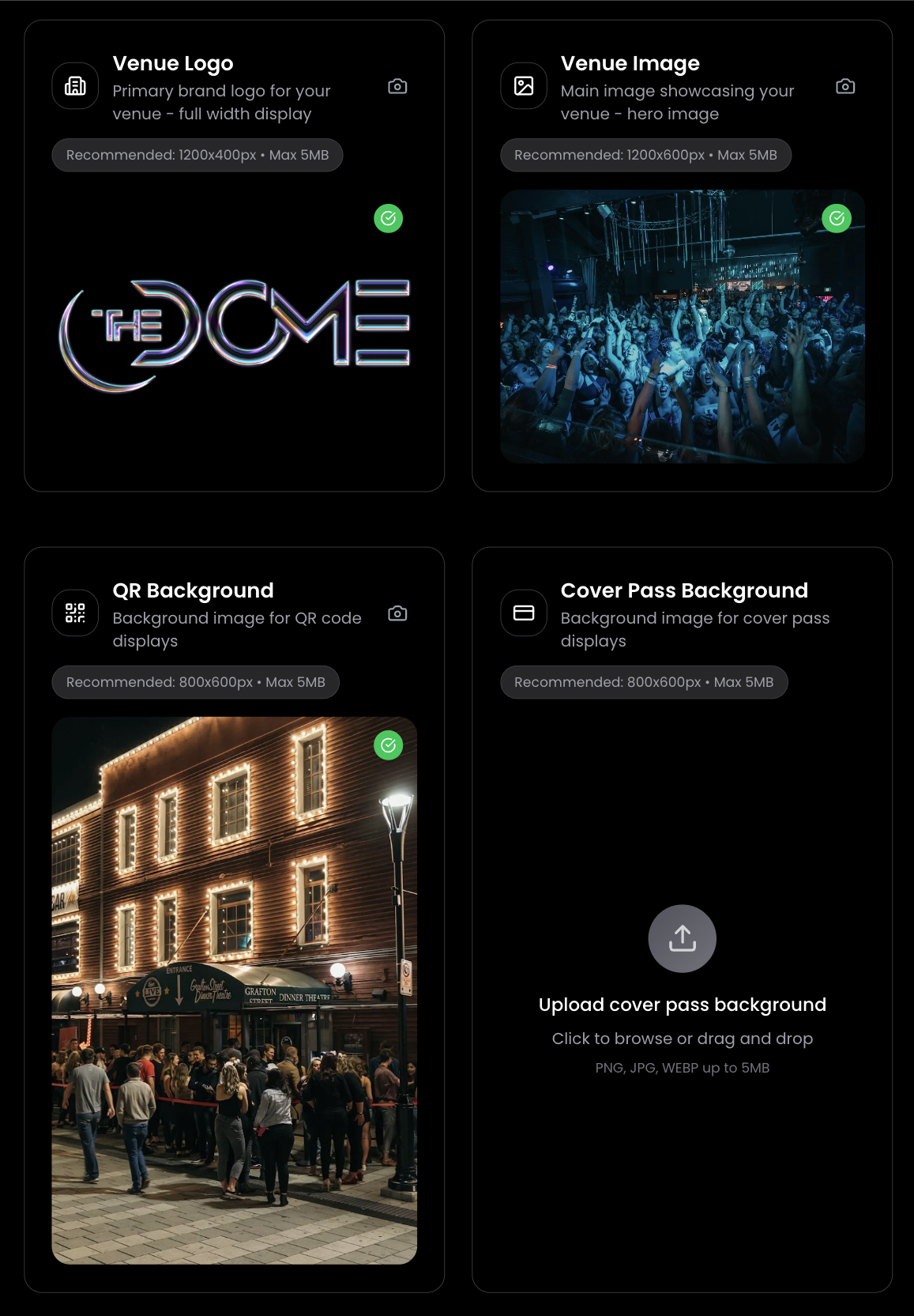 Media tab showing all five image upload slots